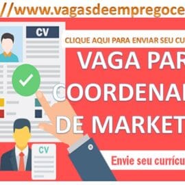 VAGA PARA: COORDENADOR DE MARKETING