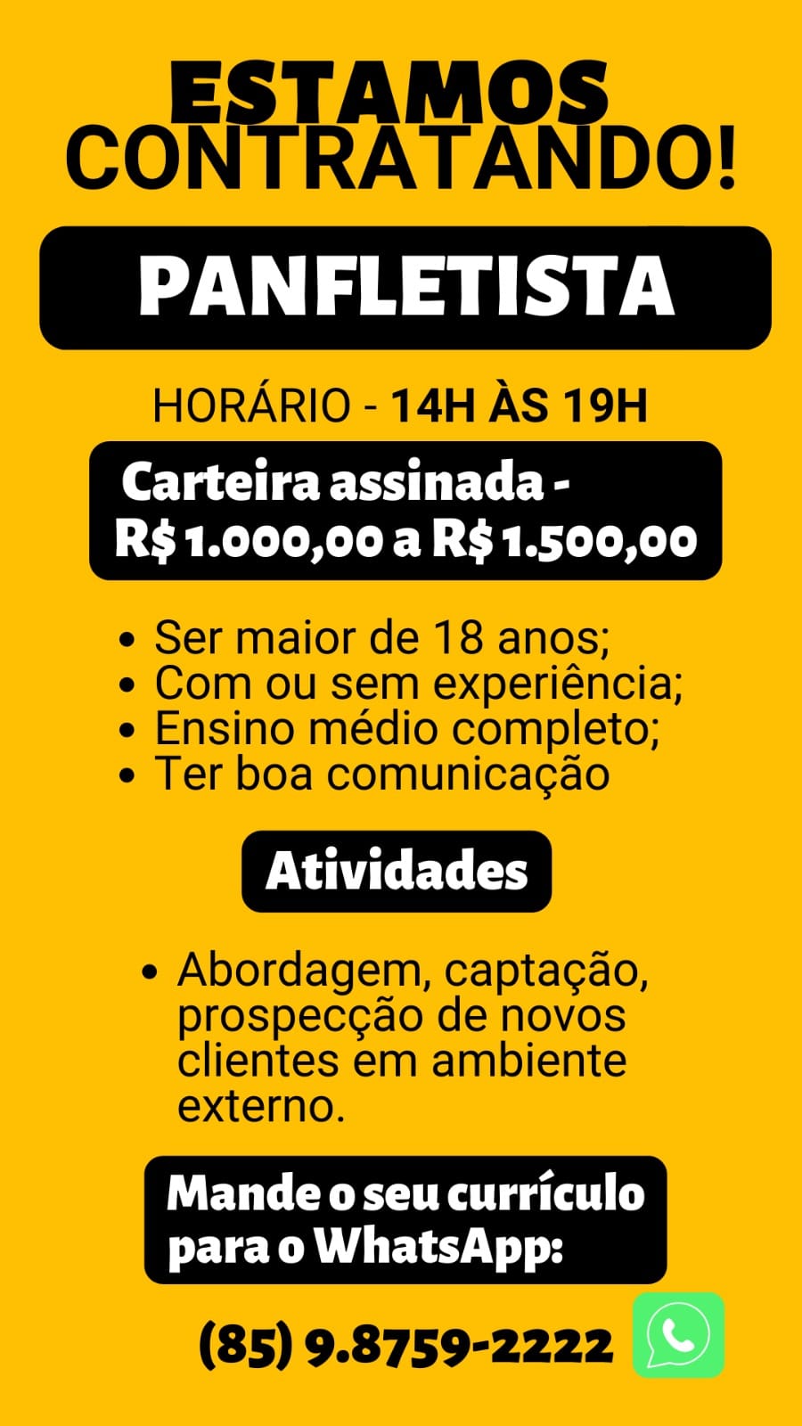 Vaga Para Panfletista Vagas De Emprego