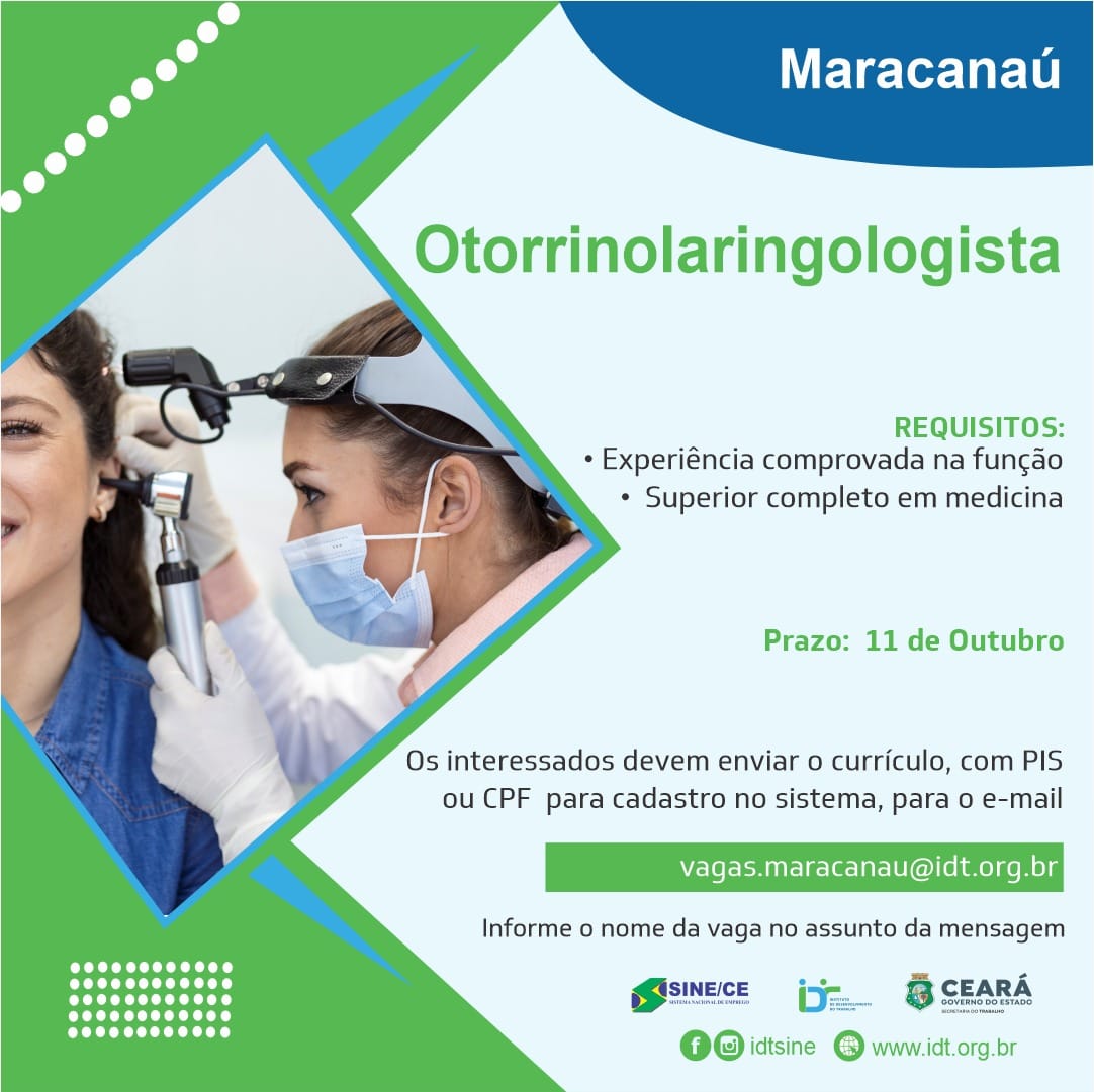 384499680_720514576781948_6627707140327955715_n Sine IDT Recruta Otorrinolaringologista até 11/10/23 Maracanaú Nível Superior  