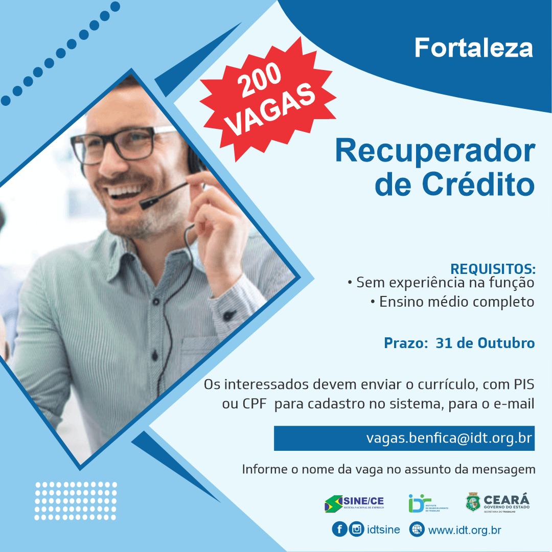 384740594_719963263503746_6130788695114452919_n 200 Vagas para Recuperador de Crédito até 31/10/23