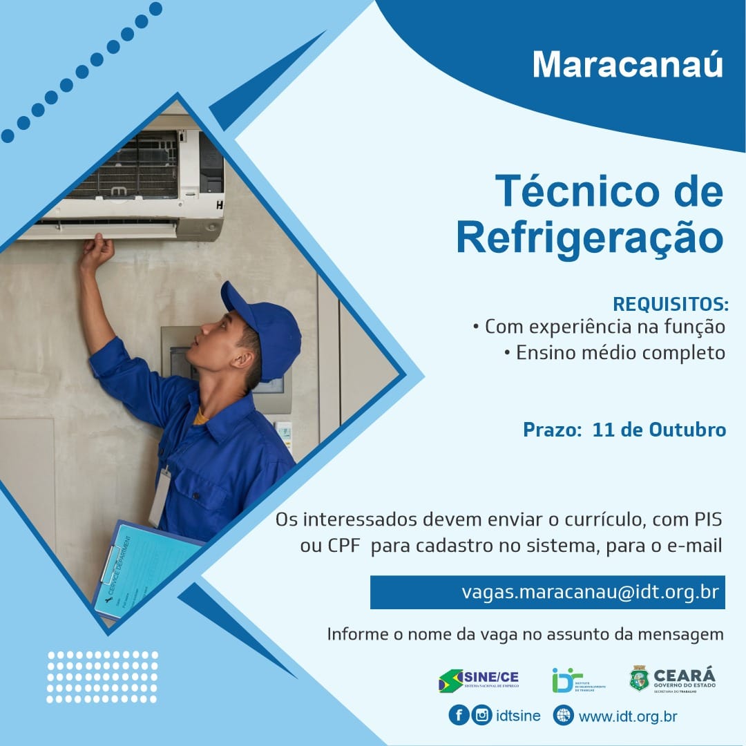386316684_721079196725486_4119901530004444560_n Técnico de Refrigeração até 11/10/23 Ensino Técnico Maracanaú Técnico em Refrigeração  