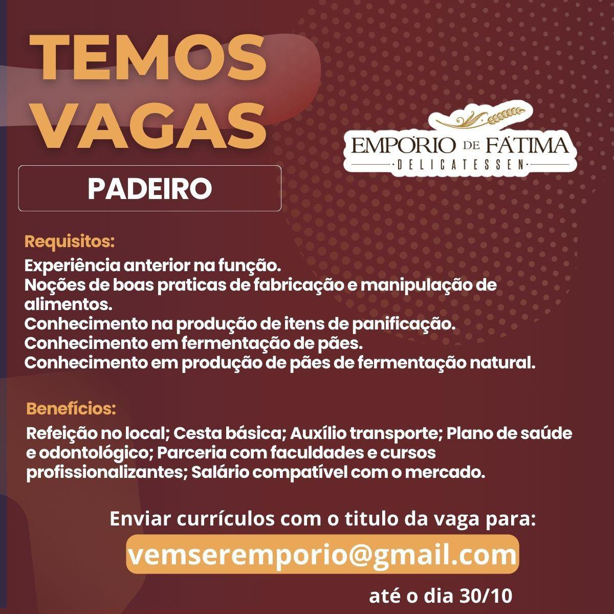 img-20231028-wa00162463998595213836727 Empório de Fátima Seleciona Padeiro