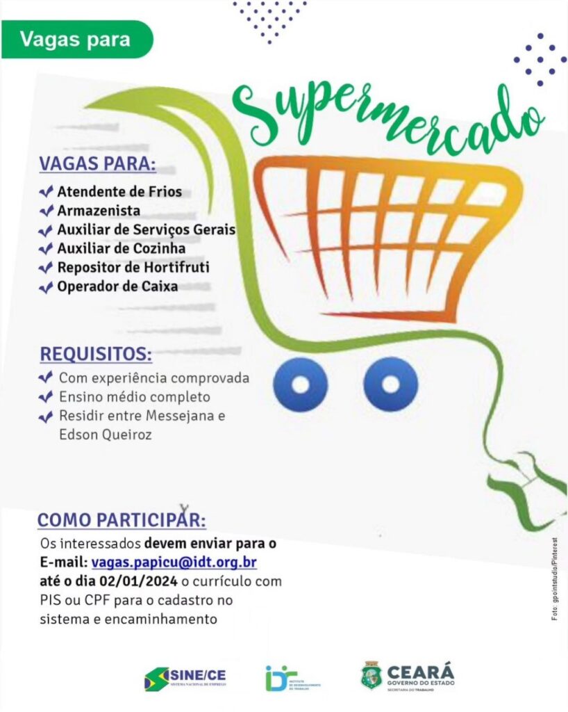 img-20231229-wa0216243675145687612899-818x1024 Rede de Supermercados Seleciona para Diversas Oportunidades em Messejana e Edson Queiroz até 02/01/23