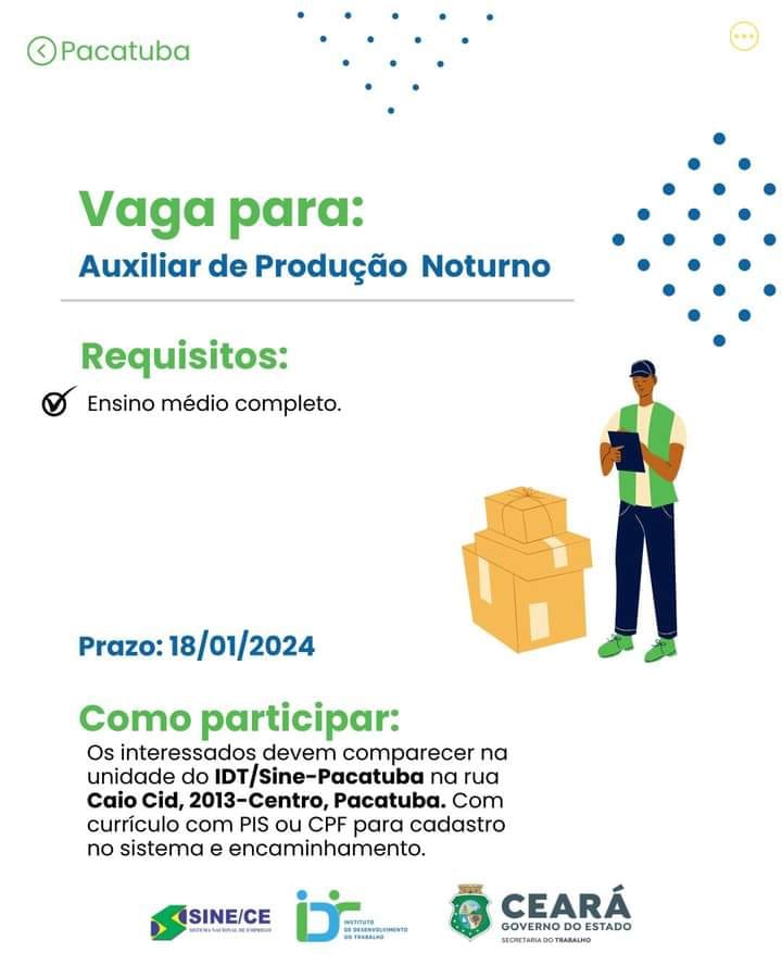 fb_img_1705535642323556076292323935799 Sine IDT Recruta Auxiliar de Produção(Pacatuba) até 18/01/24 Auxiliar de Produção Pacatuba  