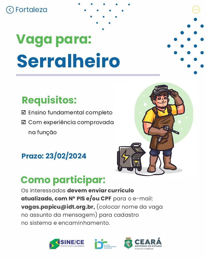 IMG-20240208-WA0006 SINE IDT Seleciona Serralheiro Serralheiro  