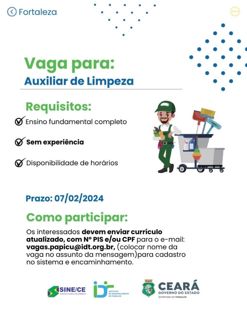 img-20240201-wa09154823733843560161593-819x1024 SINE IDT Seleciona Auxiliar de Limpeza (Fortaleza) até 07/02/24 Uncategorized  