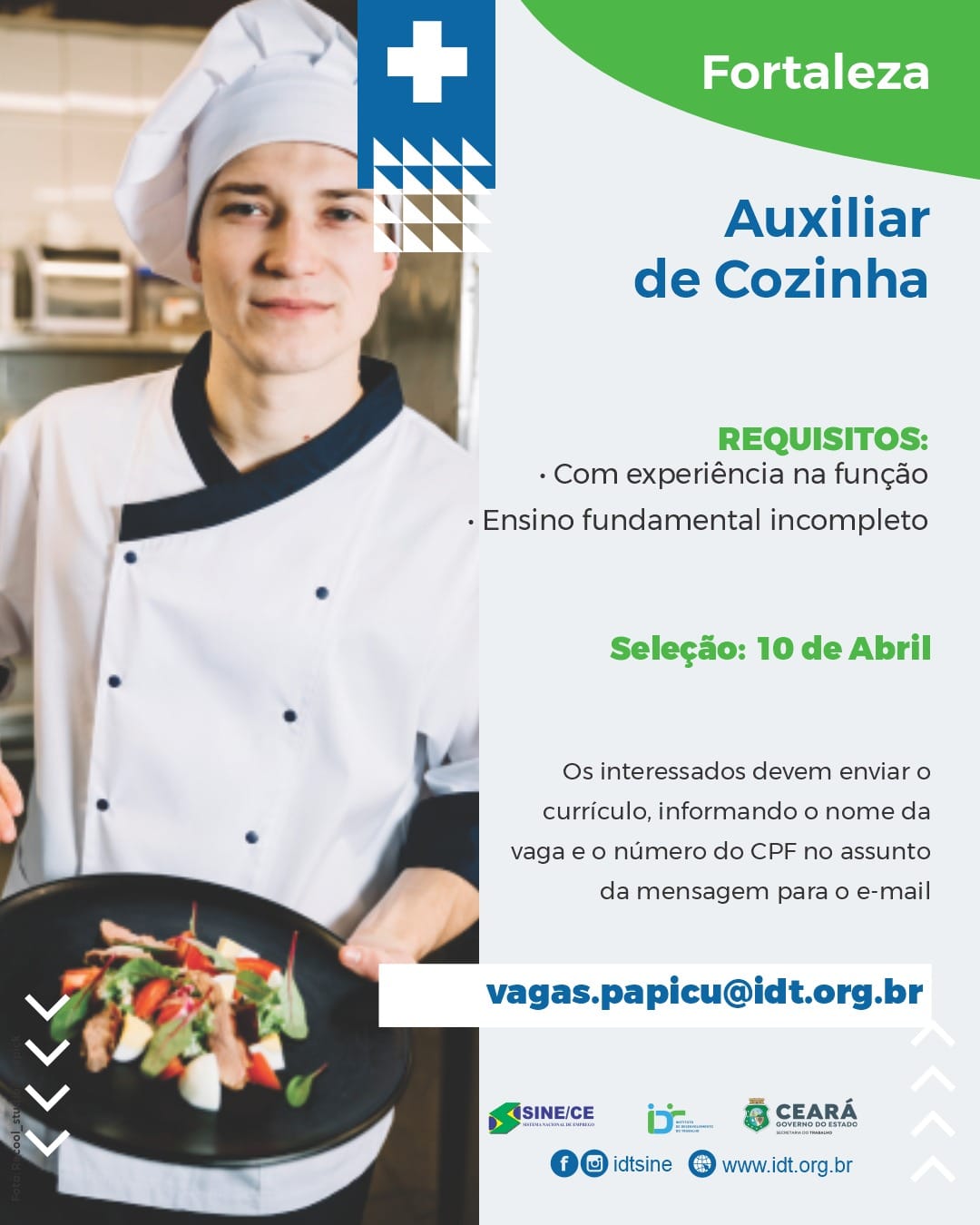 IMG-20240327-WA0747 Sine Fortaleza Seleciona Auxiliar de Cozinha Auxiliar de Cozinha Ensino Médio Fortaleza  