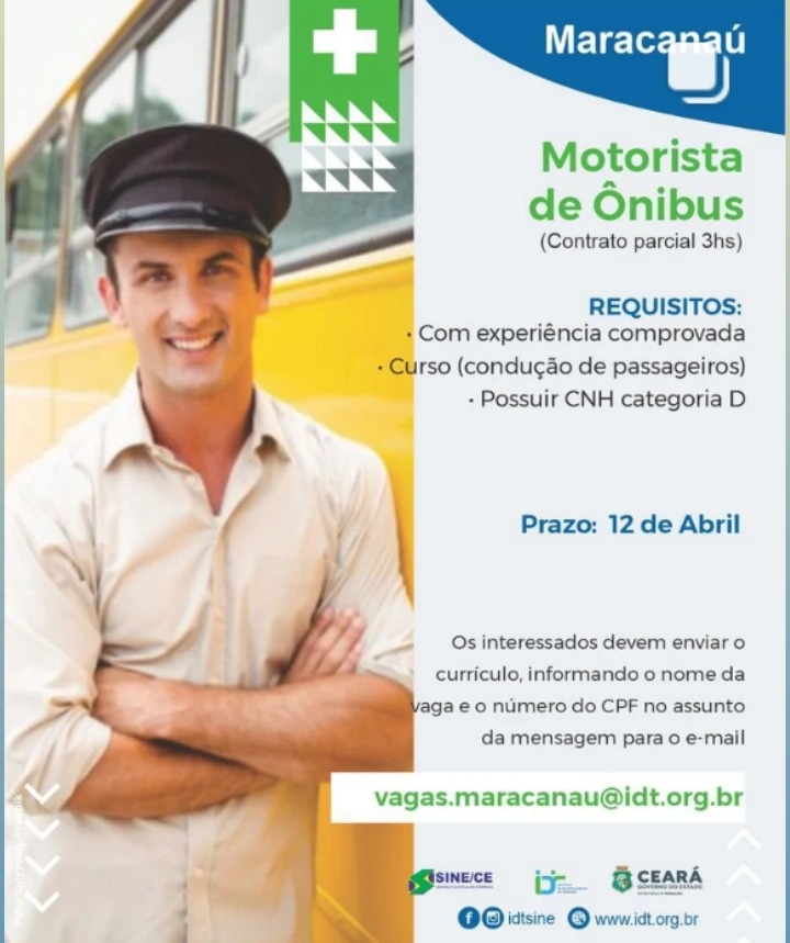 10001763266881656822194030124 Vaga para Motorista de Ônibus até 12/04/24