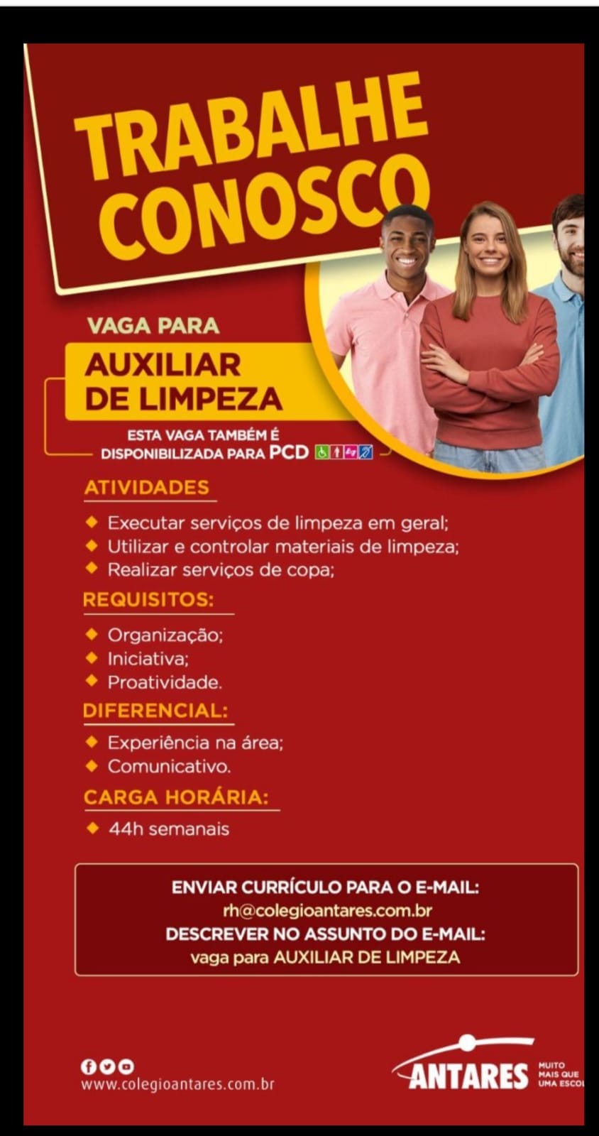 IMG-20250110-WA0590 Colegio Antares Recruta Auxiliar de Limpeza Auxiliar de limpeza  