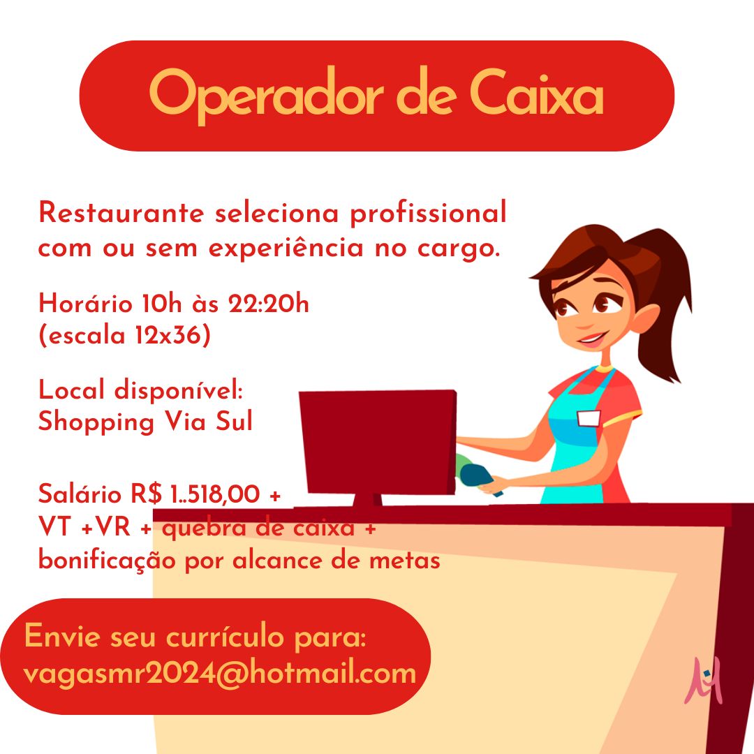 IMG-20250208-WA0271 Vaga para Operador de Caixa Ensino Médio Fortaleza Operador de Caixa