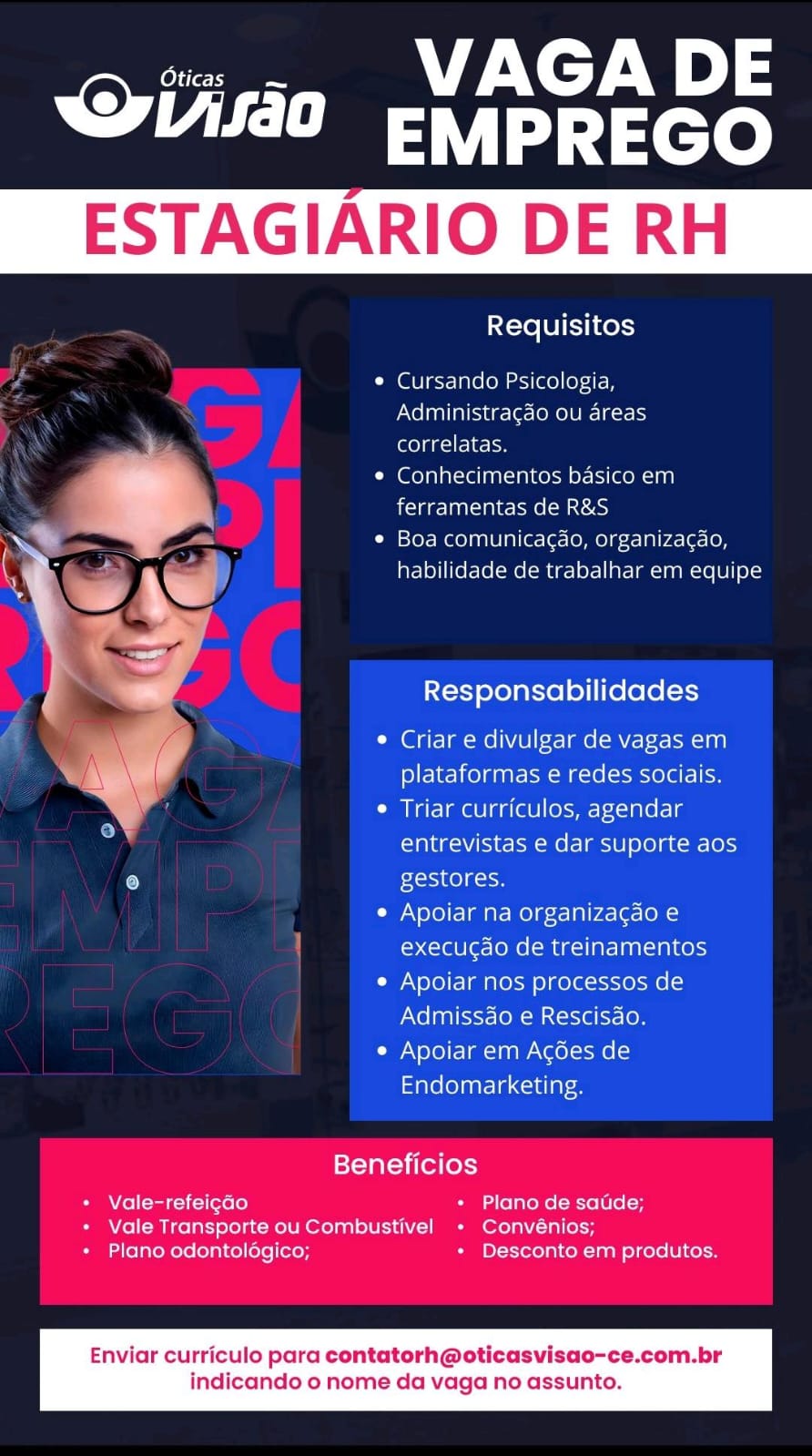 IMG-20250208-WA0314 Óticas Visão Seleciona Estagiário(a) em RH Estágio Fortaleza