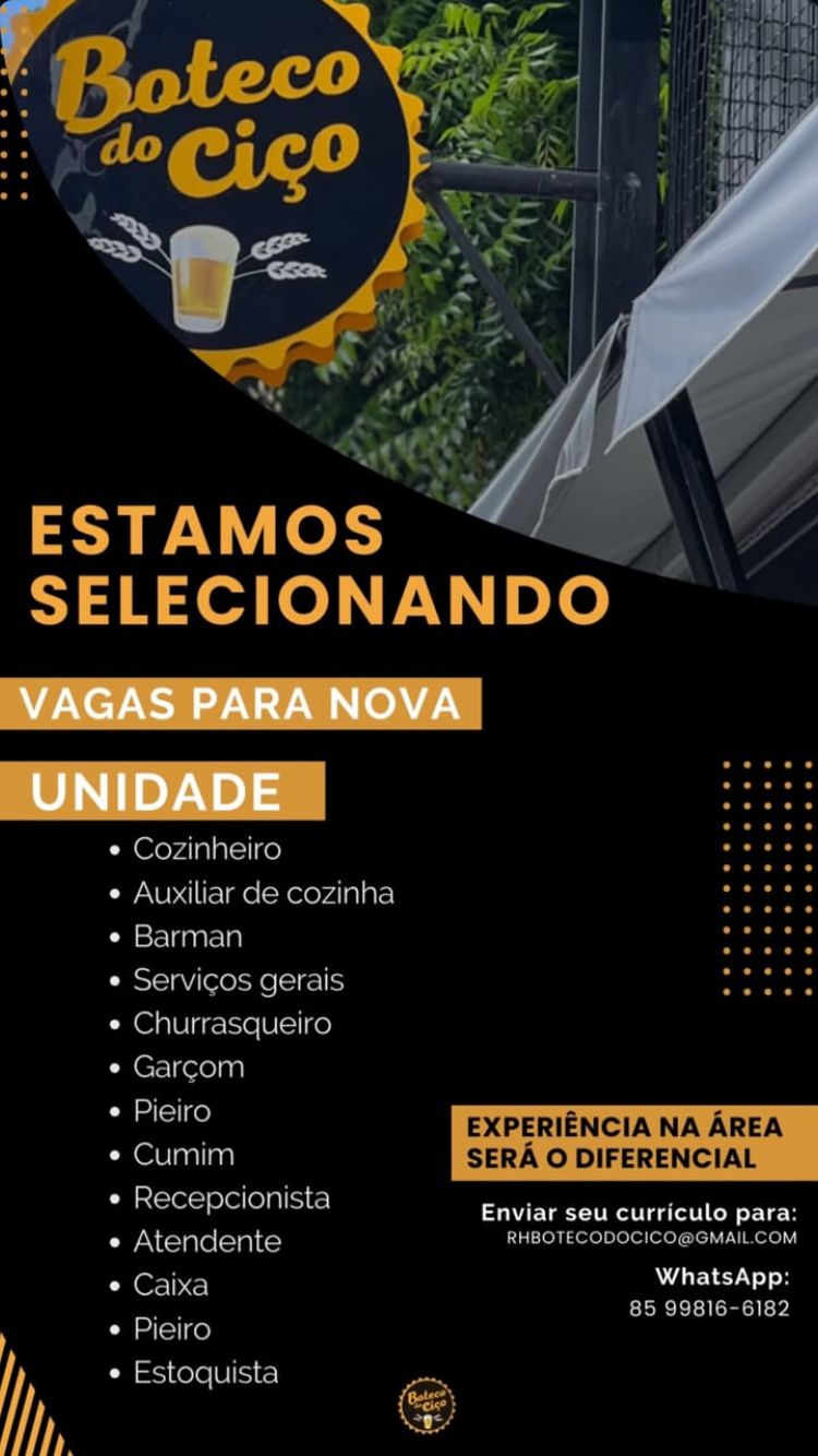 IMG-20250210-WA0096 Boteco do Ciço Abre Diversas Oportunidades em Fortaleza-Ce Diversas Oportunidades Ensino Médio Fortaleza