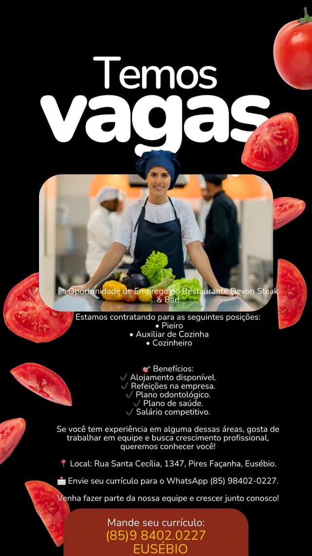IMG-20250210-WA0219 Vagas para Restaurante no Eusébio Diversas Oportunidades Ensino Médio Fortaleza  