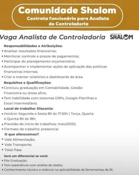 image_editor_output_image1258429352-17456867421296432108558846003389 Comunidade Shalom Seleciona Analista de Controladoria