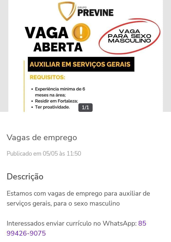 img-20250507-wa04257515598317255386910 Previne Seleciona Auxiliar de Serviços Gerais
