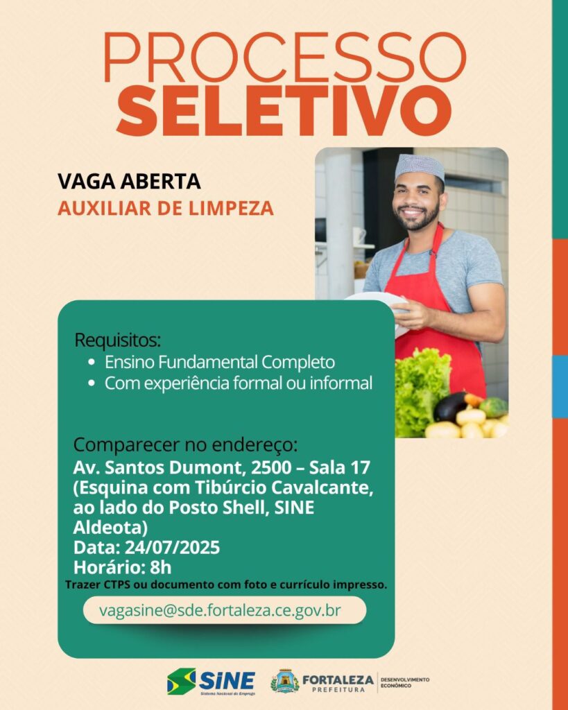 img-20250720-wa01383000029903114314241-819x1024 Seleção para Auxiliar de Limpeza 24/07/25 as 08hs