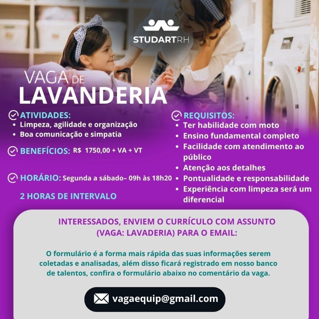 img-20251209-wa01688933203708326282995-1024x1024 Vaga para Lavanderia Auxiliar de Lavanderia