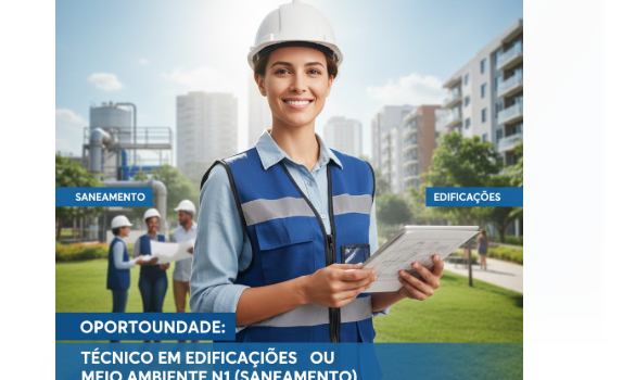 Oportunidade: Técnico em Edificações ou Meio Ambiente N1 (Saneamento)