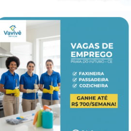 Vagas de Emprego para Diarista e Faxineira na Praia do Futuro – Fortaleza – CE