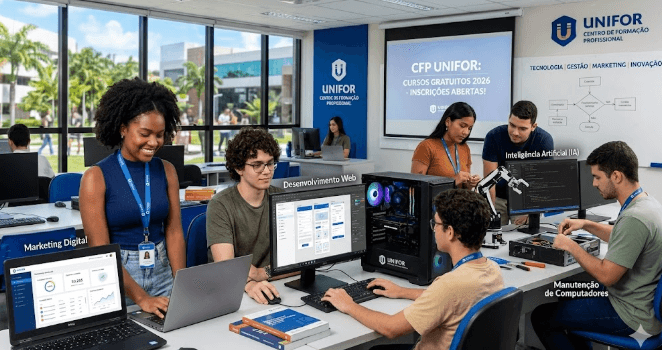 Tecnologia, IA e Cursos Gratuitos) Cursos Gratuitos Unifor 2026: 490 Vagas em Tecnologia, IA e Gestão para Aumentar sua Empregabilidade