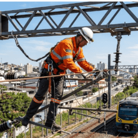Conheça a Profissão de Eletricista de Rede Aérea de Tração de Veículos