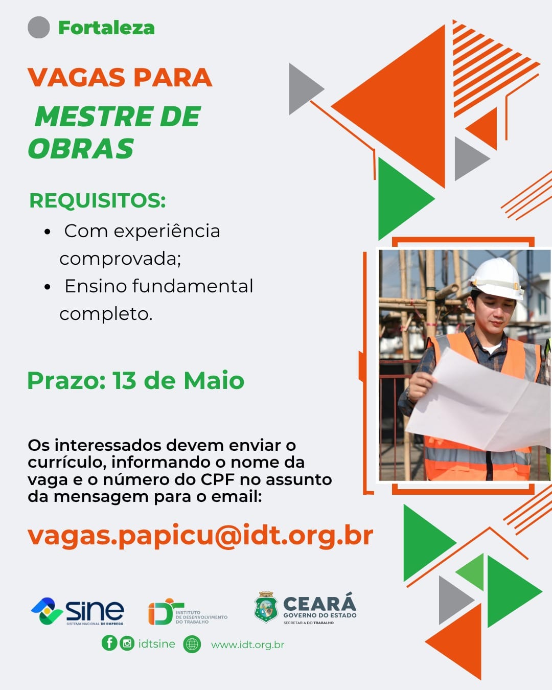 IMG-20260508-WA0411 Vaga para Mestre de Obras até 13/05/26 - Fortaleza Mestre de Obras  