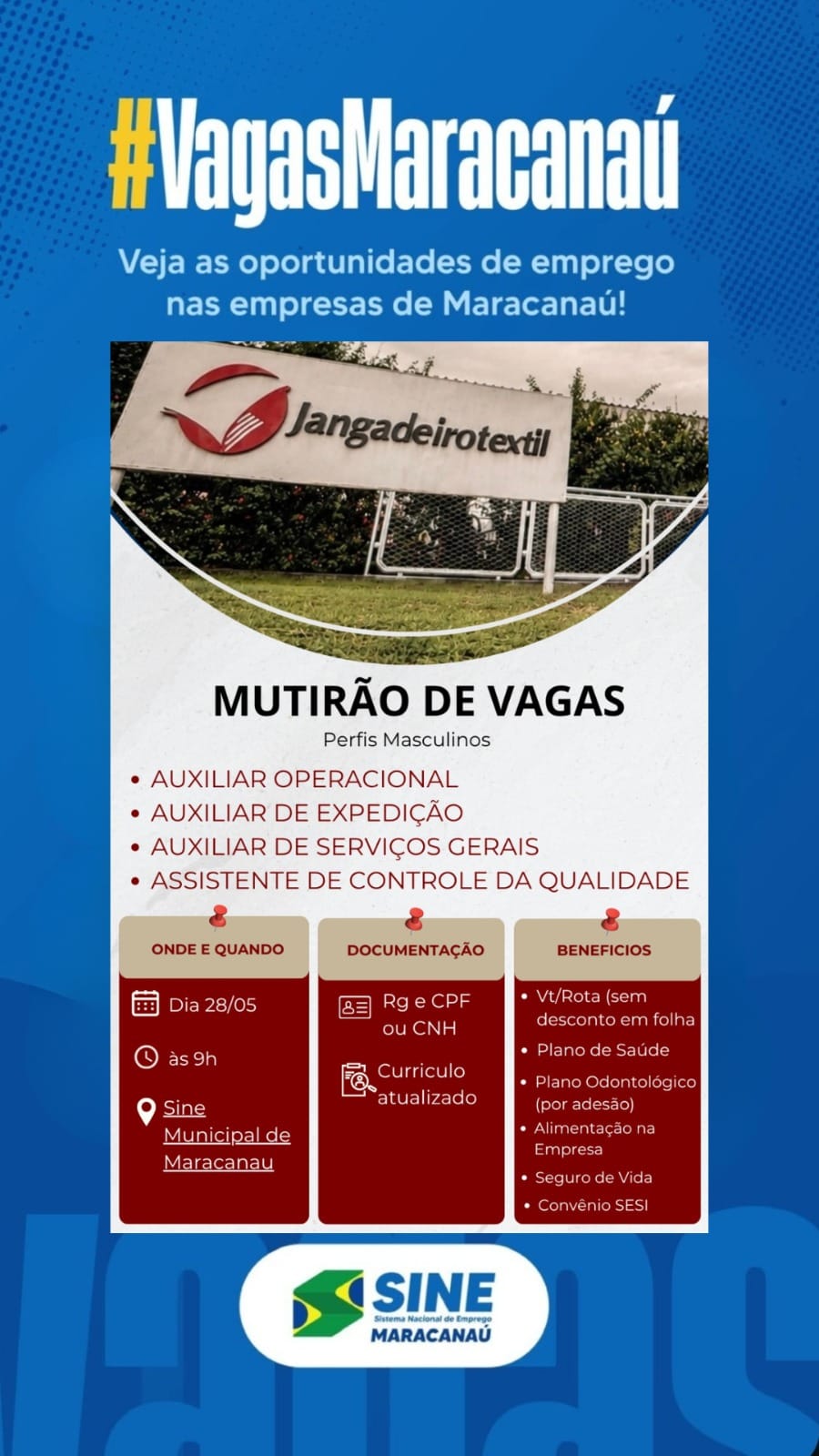 IMG-20260527-WA0440 Mutirão de Vagas Jangadeiro Têxtil - 28/05/26 as 09hs Maracanaú Multirão de Vagas