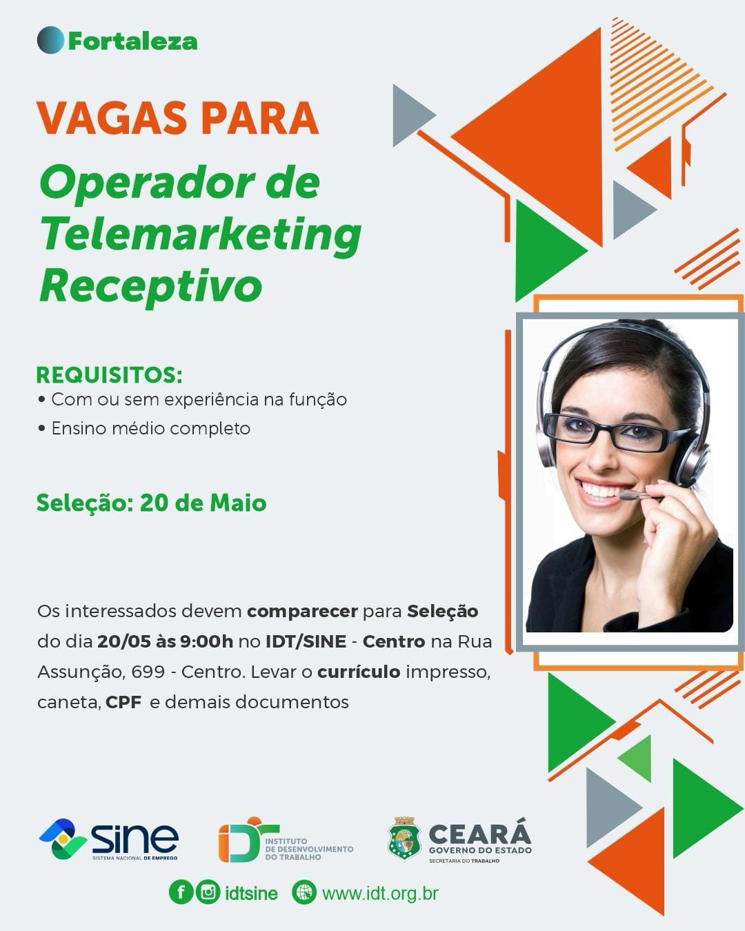 IMG_20260516_114045_663 Vagas para Operadores de Telemarketing Receptivo, Seleção 20 e 21/05/26 as 08hs - Fortaleza/CE Ensino Médio Fortaleza Telemarketing  