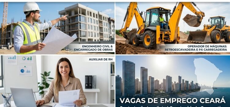 Oportunidade de Trabalho: Engenheiro Civil, Encarregado de Obras, Operador de Máquinas (Retroescavadeira e Pá Carregadeira) e Auxiliar de RH em Fortaleza/Ce Oportunidade de Trabalho: Engenheiro Civil, Encarregado de Obras, Operador de Máquinas (Retroescavadeira e Pá Carregadeira) e Auxiliar de RH em Fortaleza/Ce
