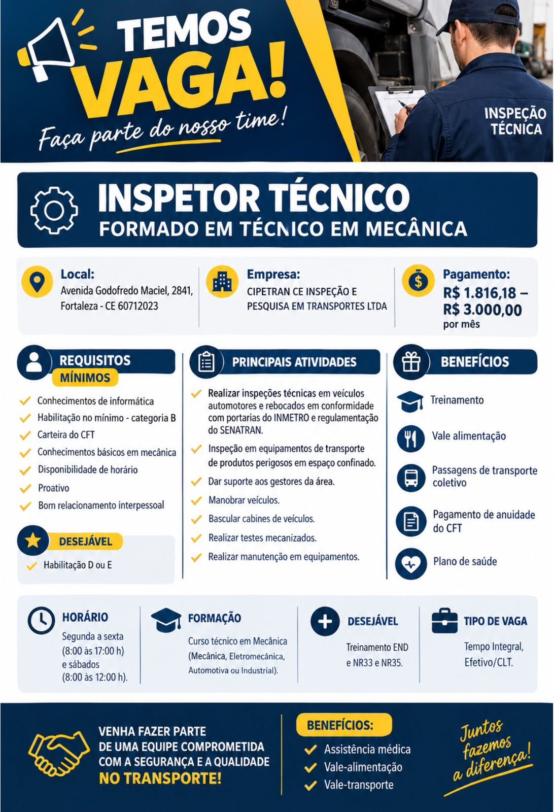 IMG-20261006-WA0263 Vaga para Inspetor Técnico Ensino Técnico Fortaleza Inspetor  